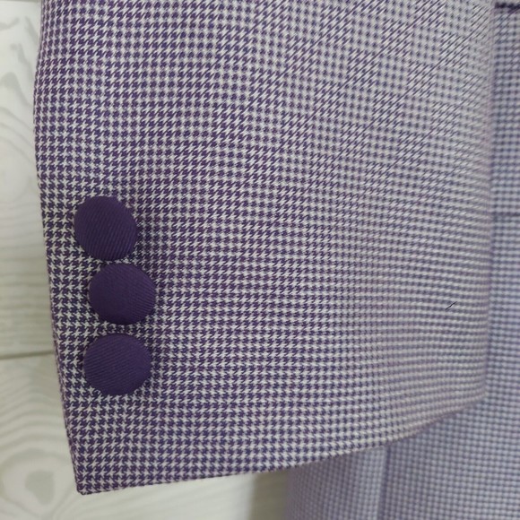 EJ Samuel Blazer Medium Funky Suit Jacket Sport Coat Purple Check - Picture 4 of 11